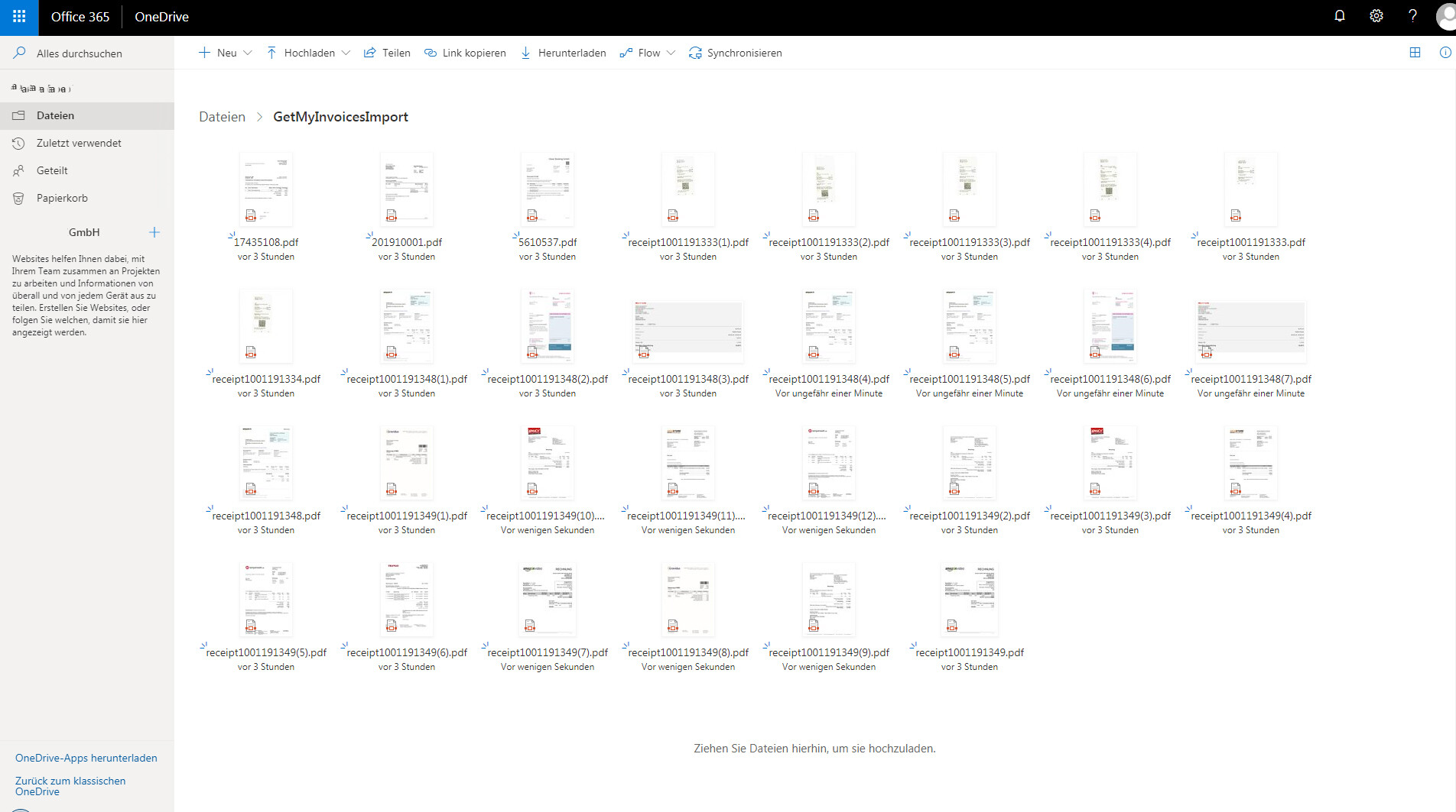 Schritt in GetMyInvoices für die OneDrive-Integration