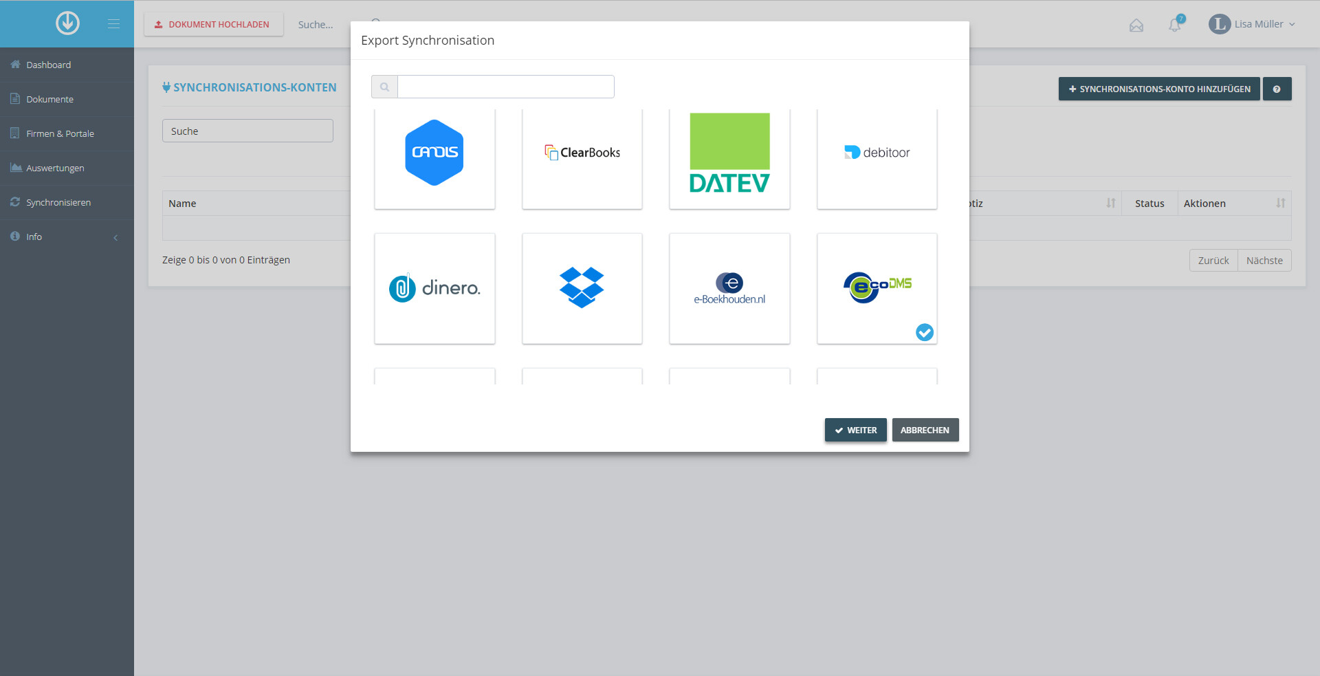 Passaggio in GetMyInvoices per l'integrazione con ecoDMS