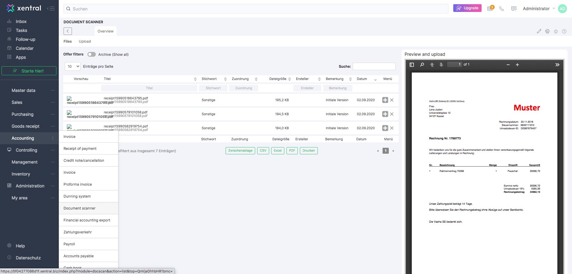 Schritt in GetMyInvoices für die Xentral-Integration