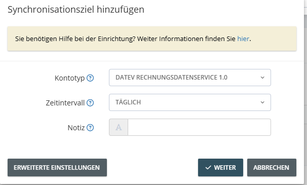 Paso en GetMyInvoices para la integración DATEV