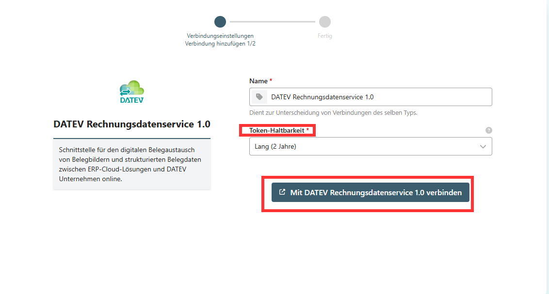 Paso en GetMyInvoices para la integración DATEV