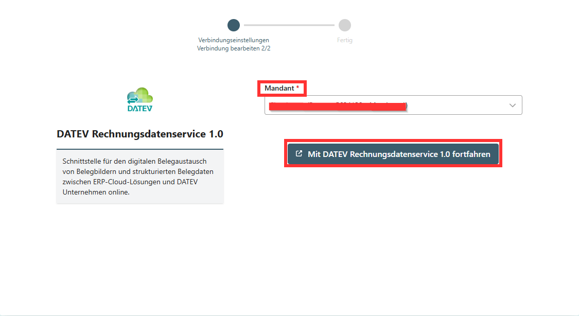 Paso en GetMyInvoices para la integración DATEV