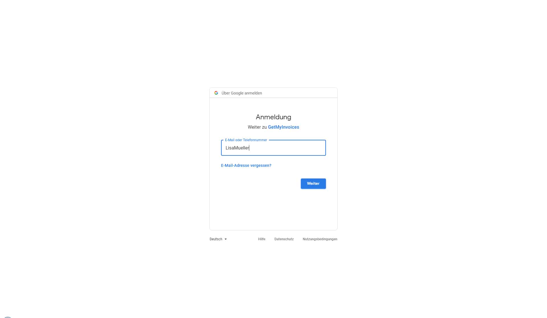 Schritt in GetMyInvoices für die Google Drive-Integration