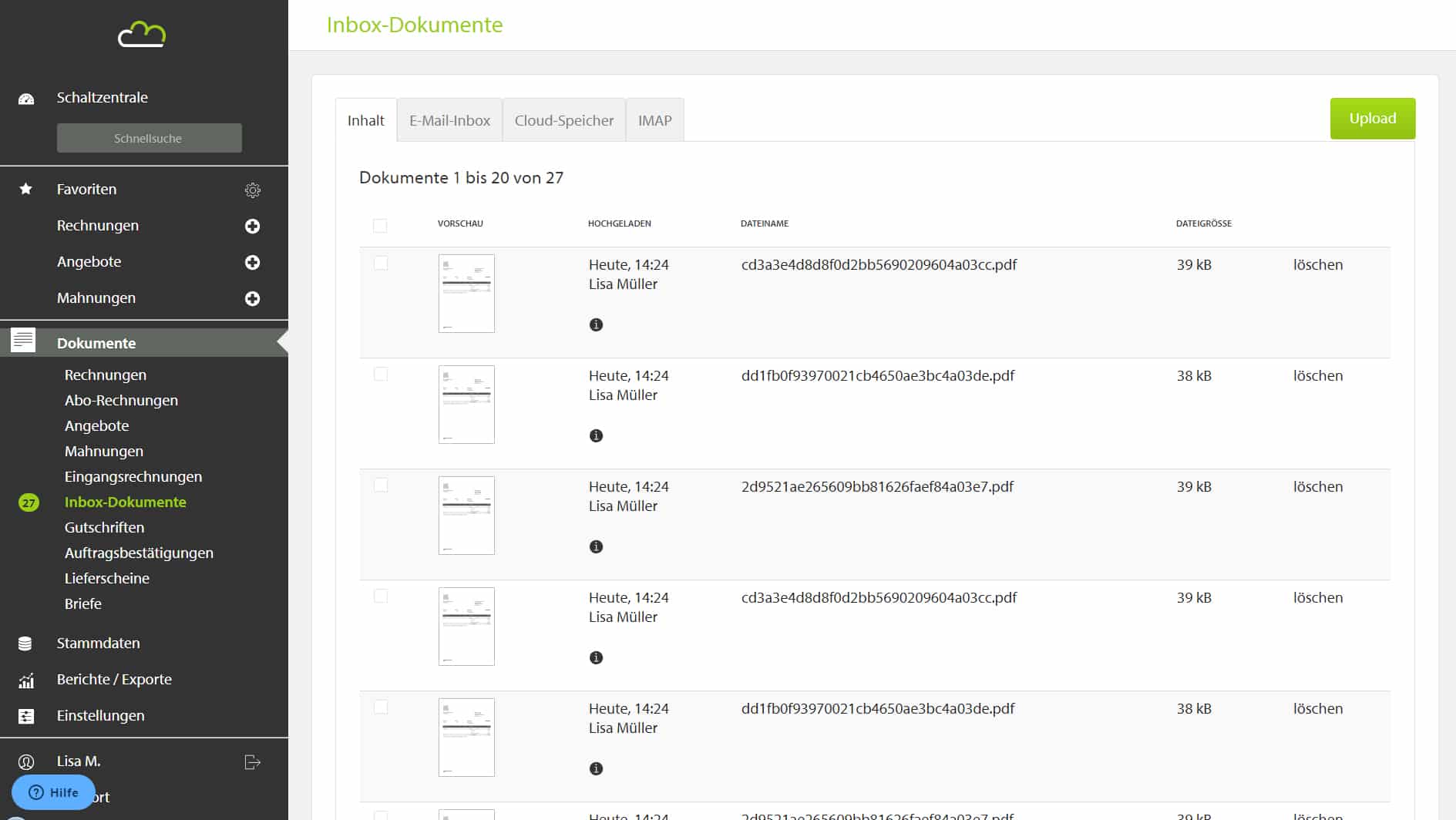 Schritt in GetMyInvoices für die Billomat-Integration