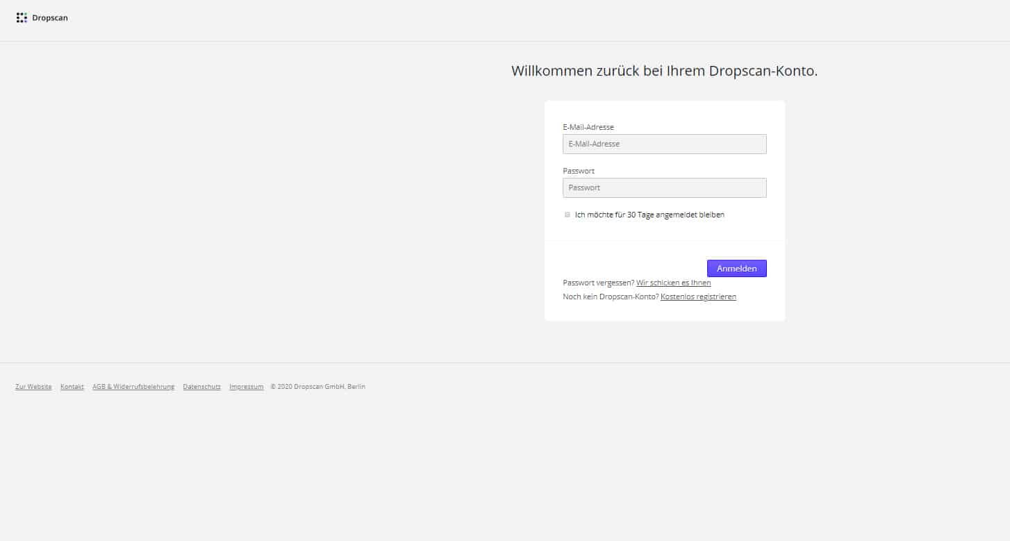 Schritt in GetMyInvoices für die Dropscan-Integration