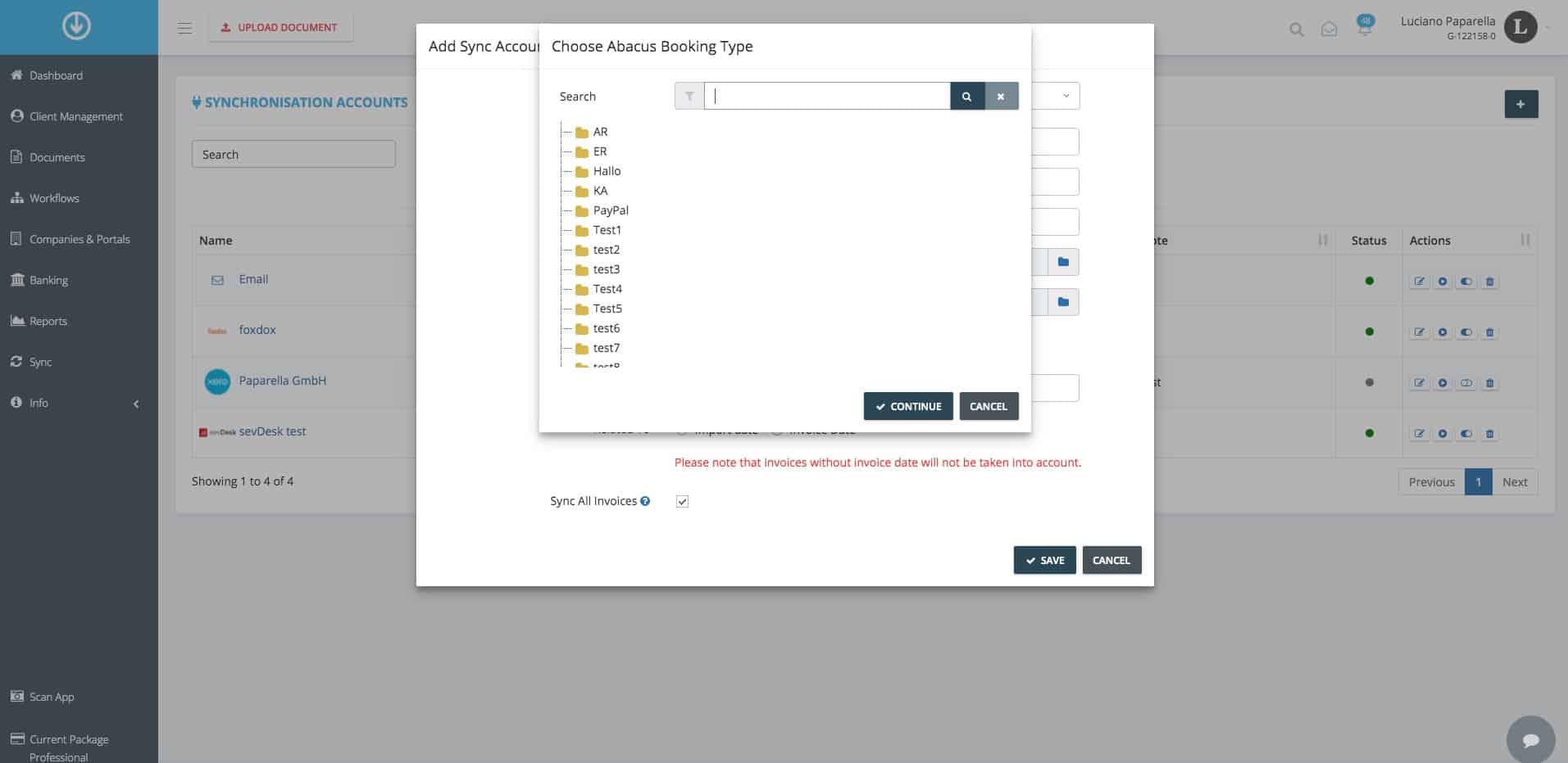 Schritt in GetMyInvoices für die Finmatics-Integration
