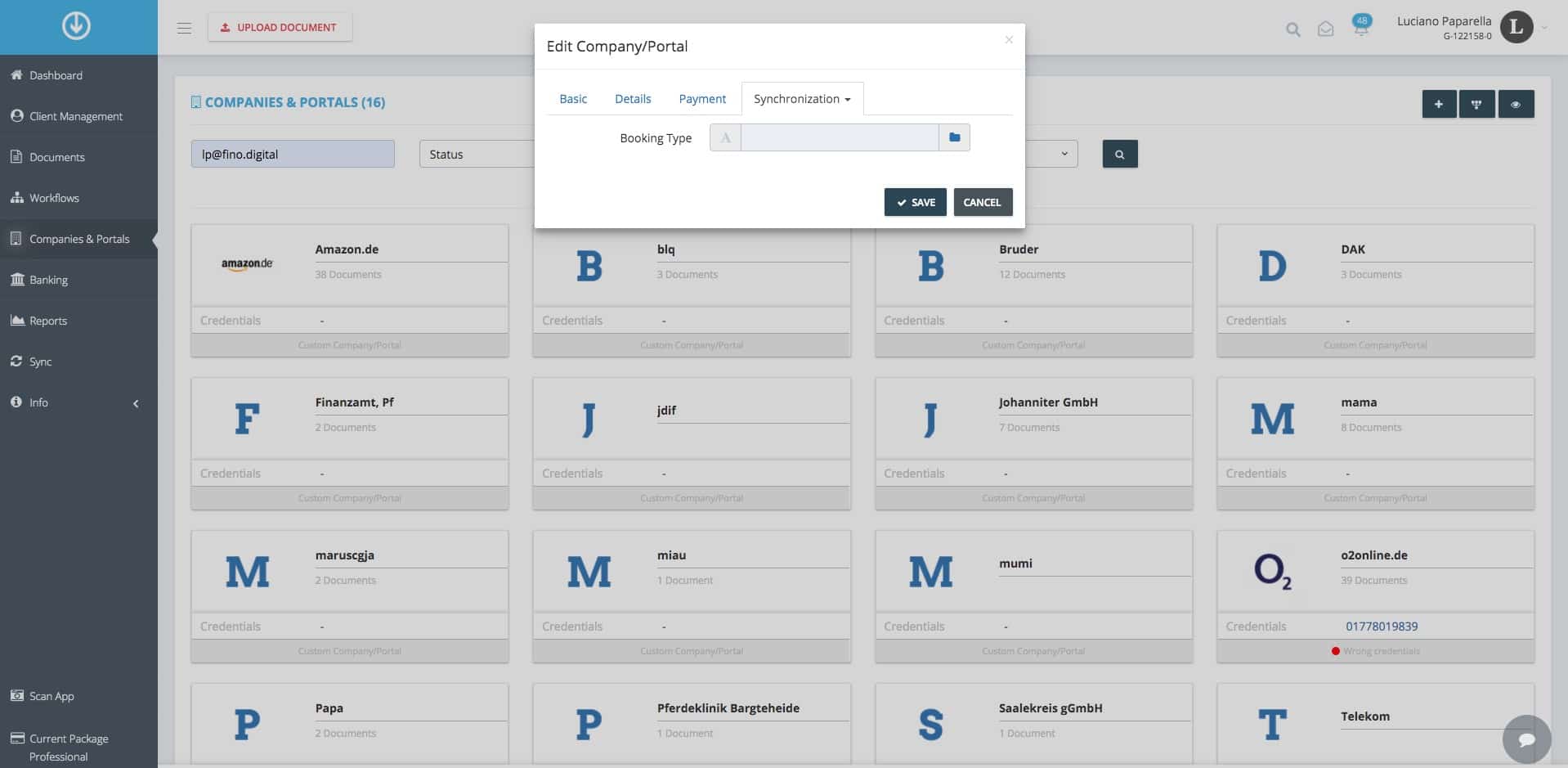 Schritt in GetMyInvoices für die Finmatics-Integration