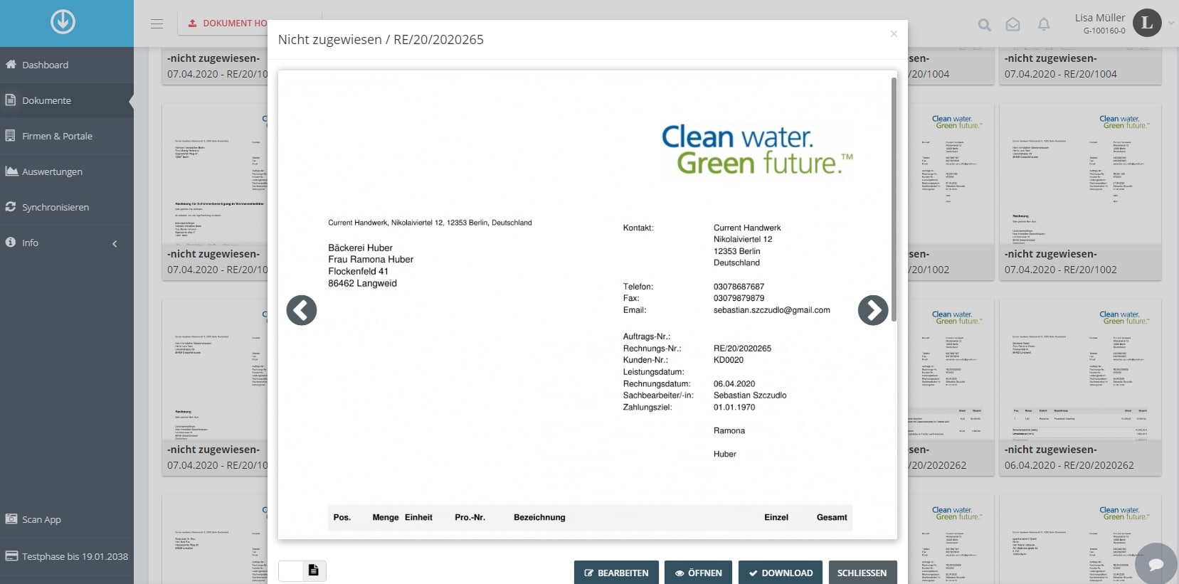 Schritt in GetMyInvoices für die bunq-Integration