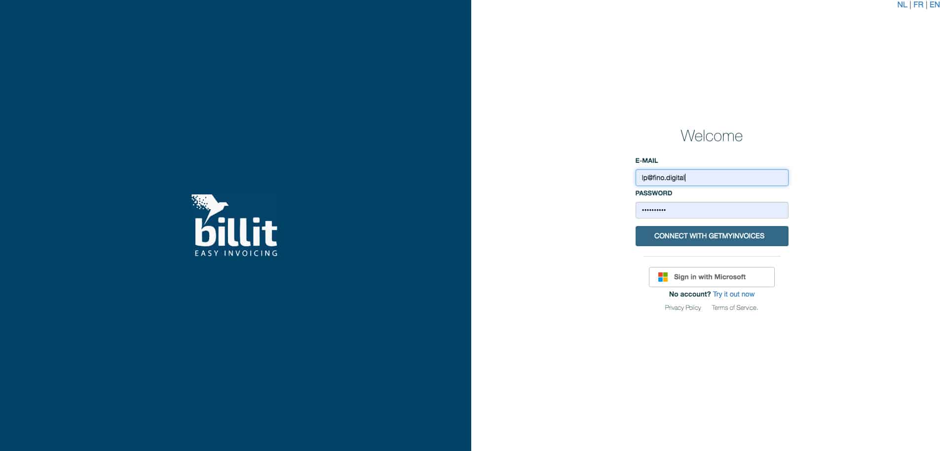 Schritt in GetMyInvoices für die Billit-Integration