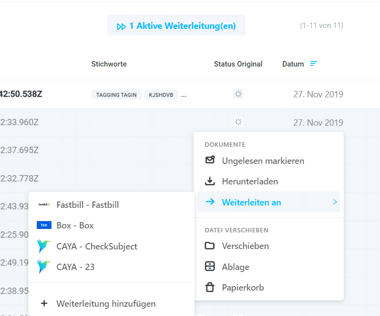 Schritt in GetMyInvoices für die Caya-Integration