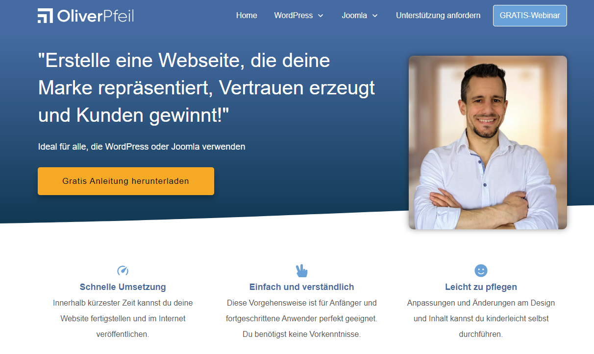 Estratto del sito web di Oliver Pfeil / eBusinessPfeil GmbH