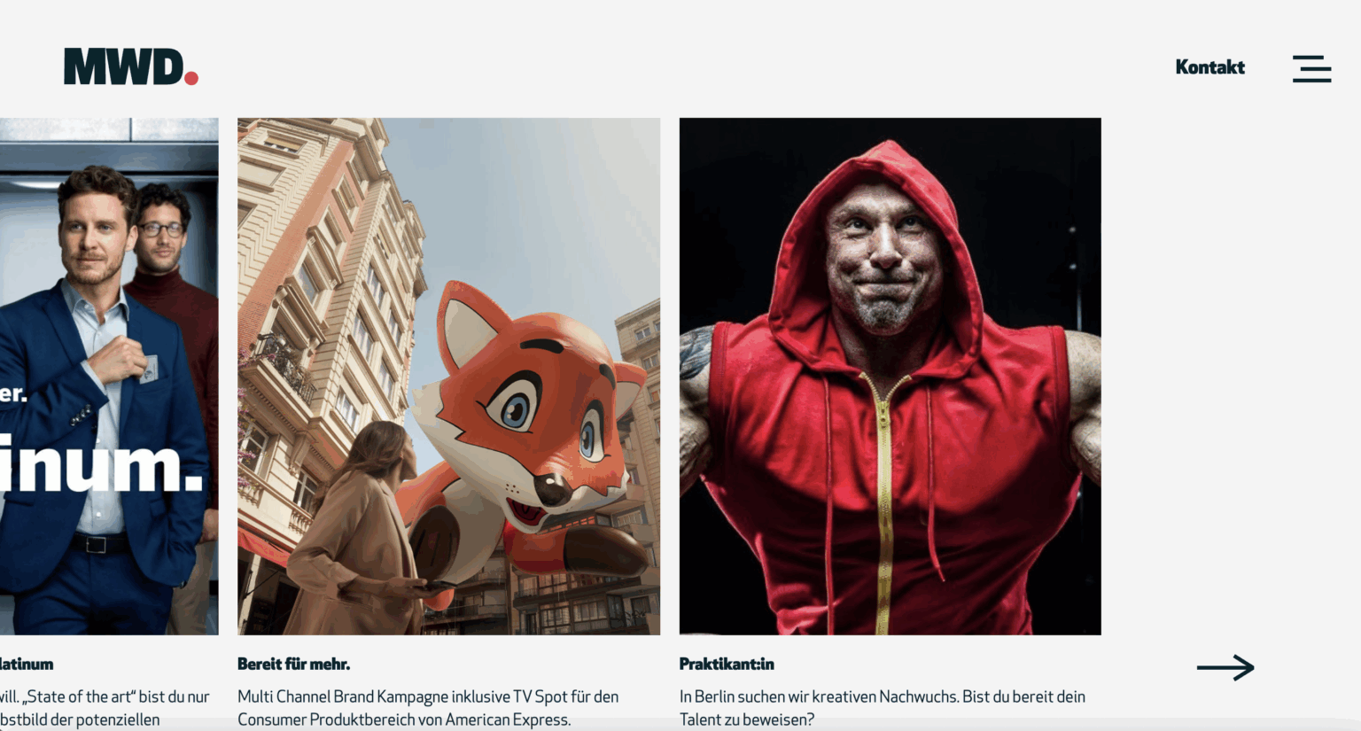 Estratto del sito web dell'agenzia pubblicitaria MWD