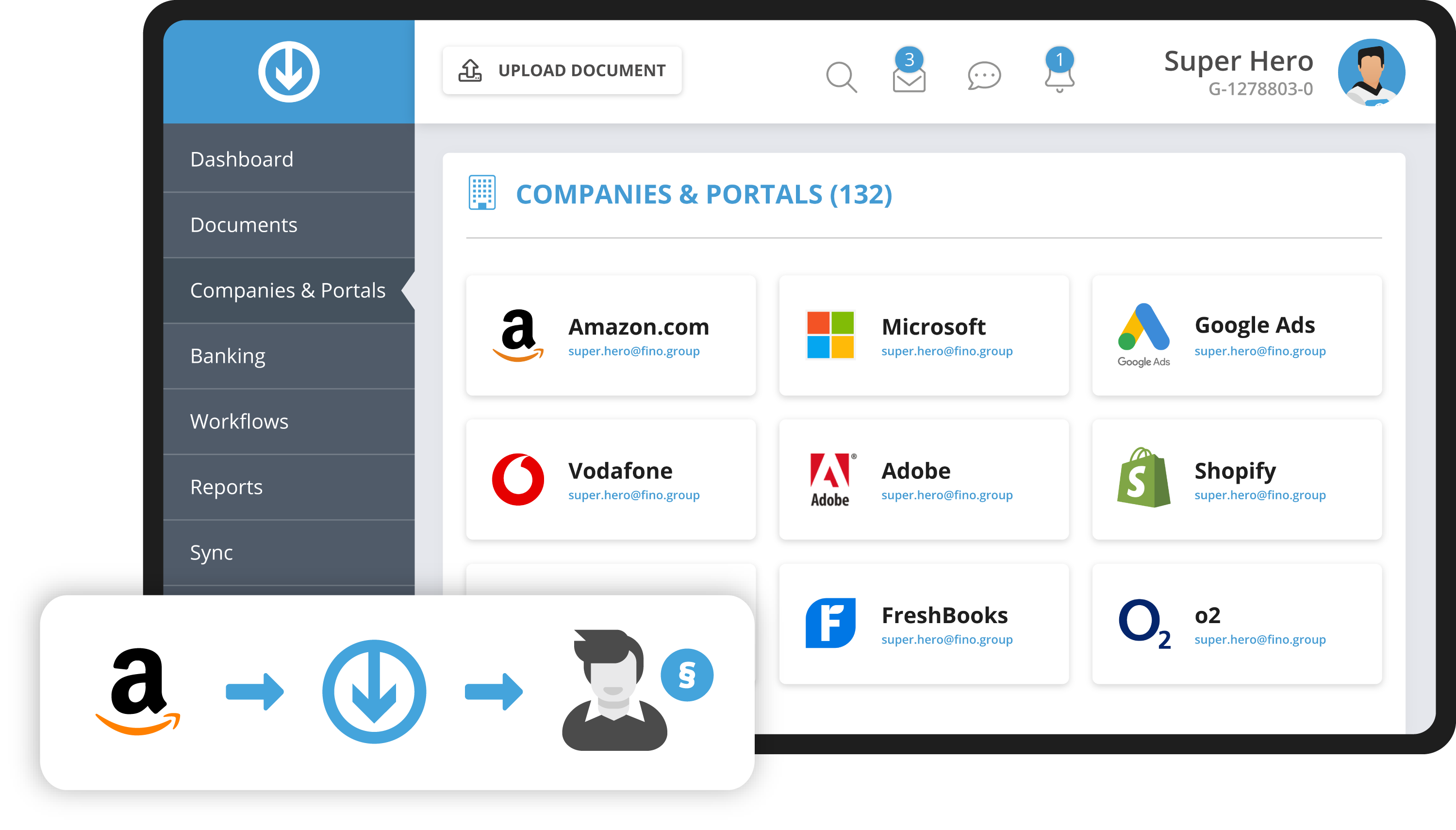 Mockup del portale per commercialisti