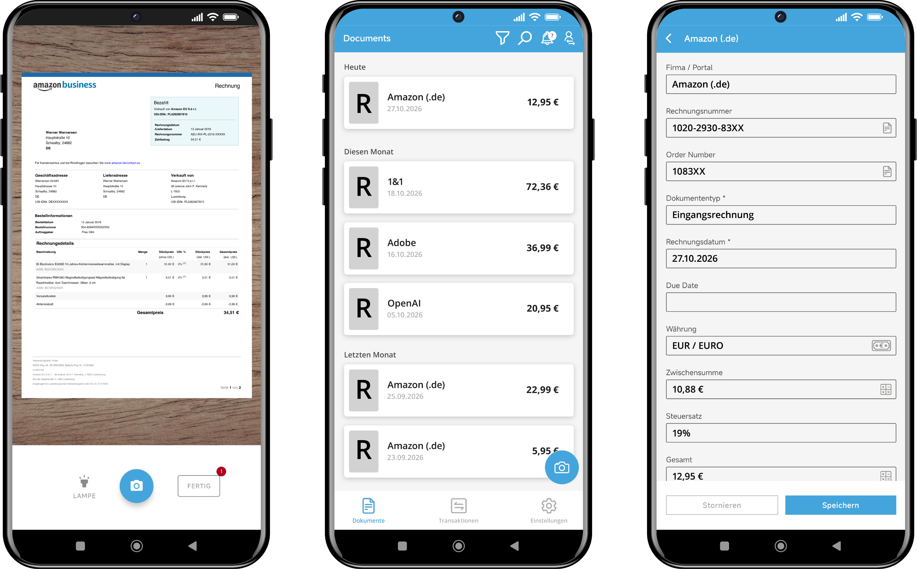 GetMyInvoices Mobile App beim Scannen eines Papierbelegs
