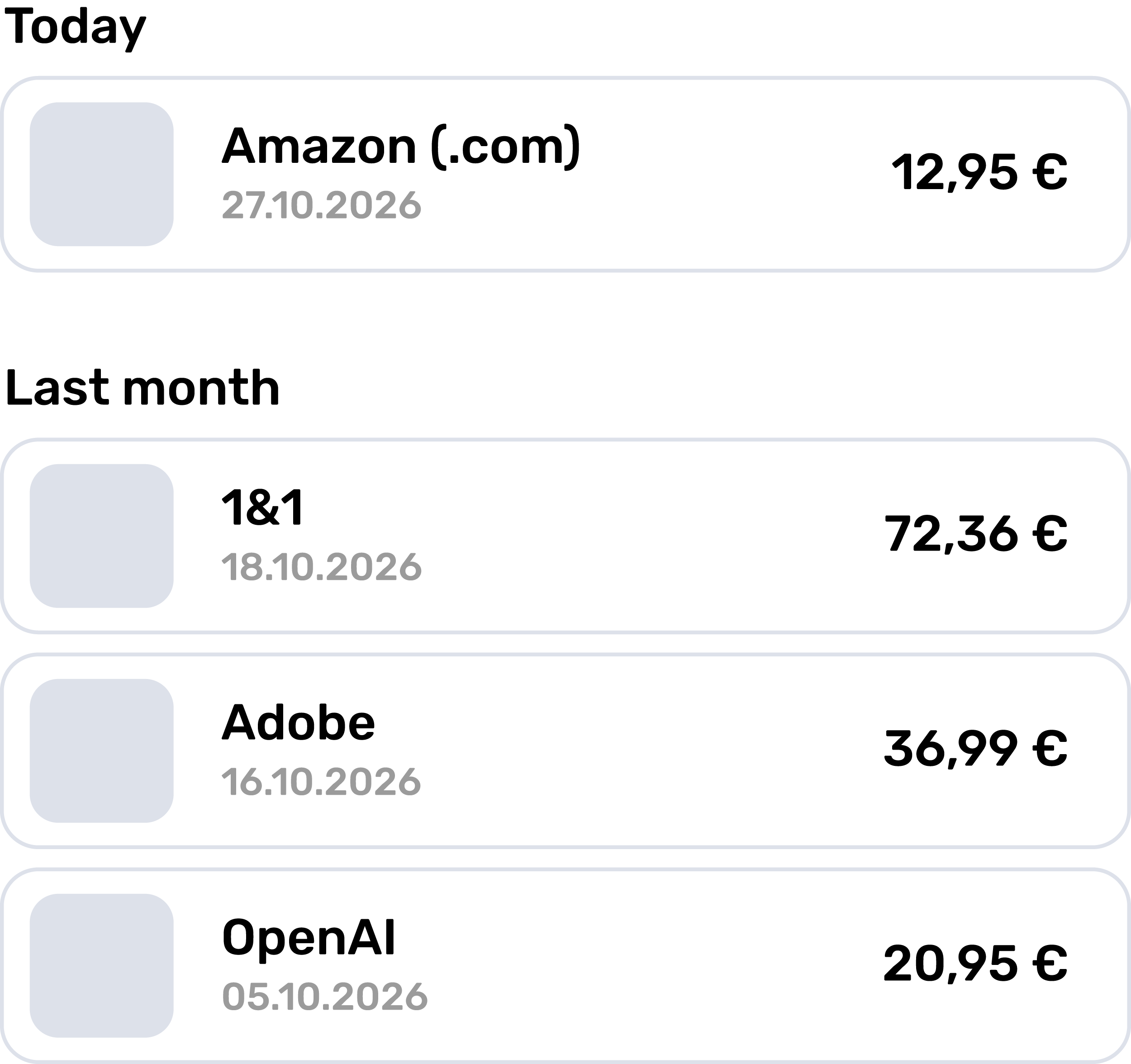 Panoramica dei documenti della GetMyInvoices Mobile App con indicazione dello stato