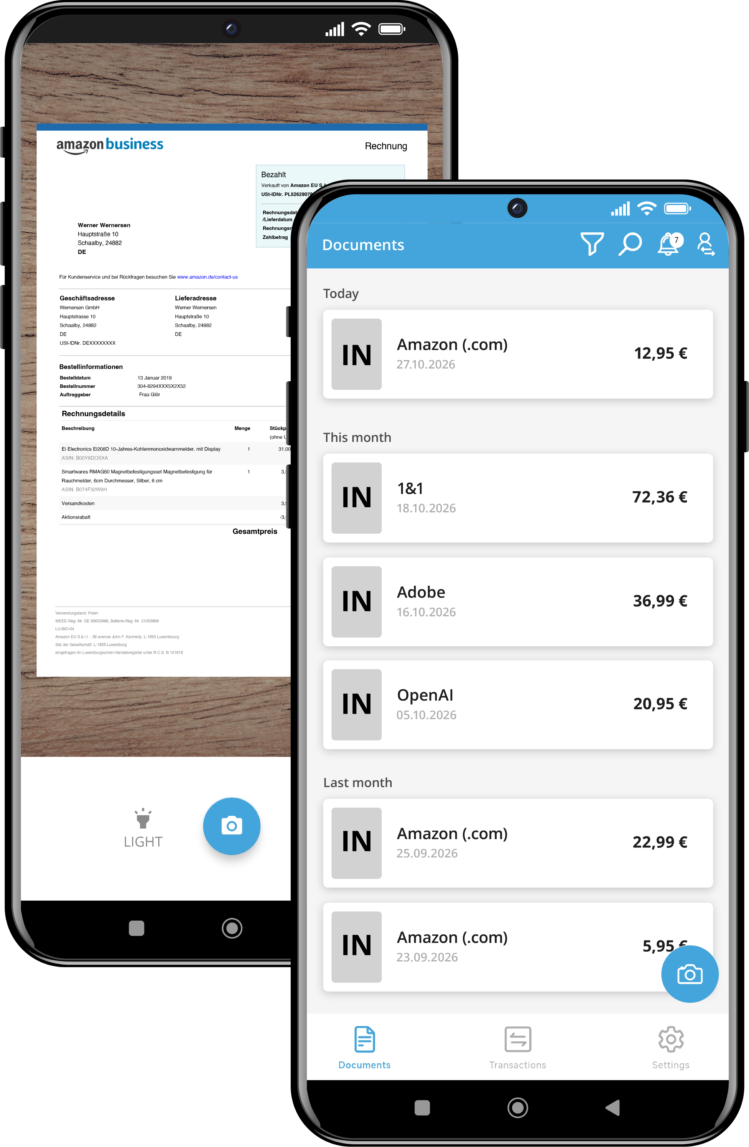 Configurazione della GetMyInvoices Mobile App su uno smartphone
