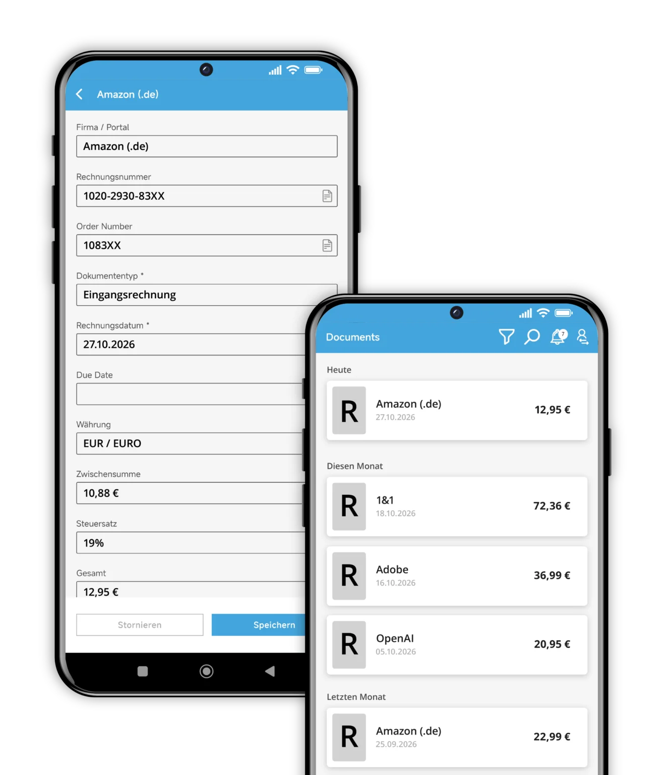 App mobile GetMyInvoices sugli smartphone
