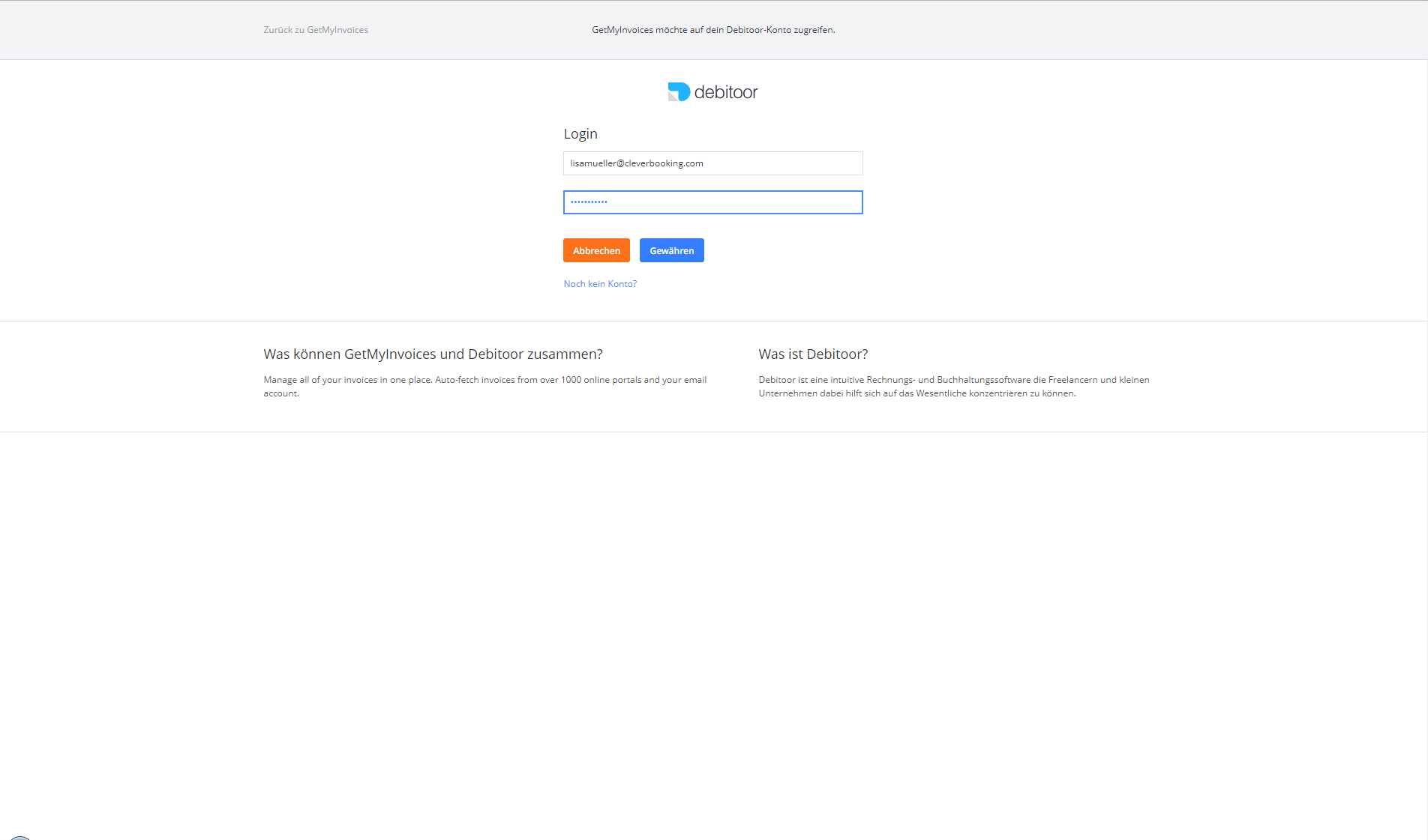 2. Document Import: Connect GetMyInvoices with Debitoor